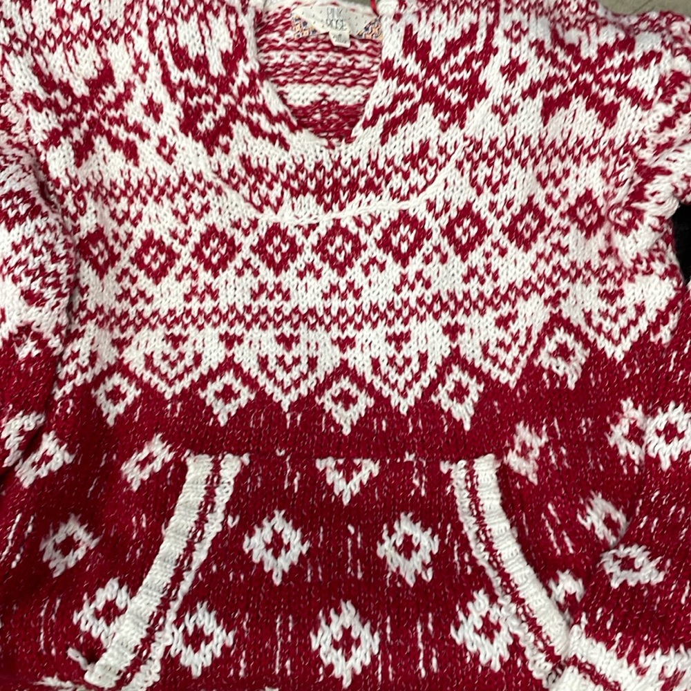 PINK ROSE CHRISTMAS SWEATER WITH HOOD